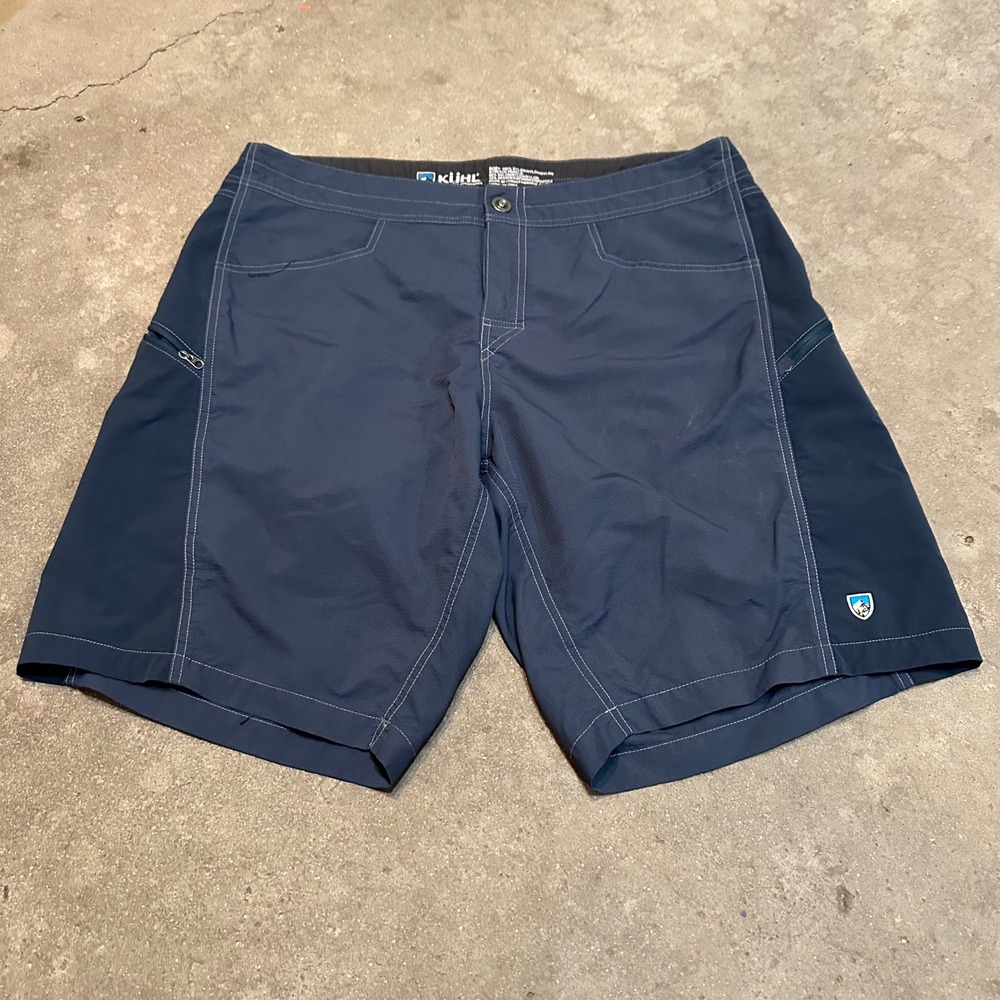 Kuhl Renegade Shorts Mens 36 Blue Cargo Hiking Outdoor Technical Stretch 10in